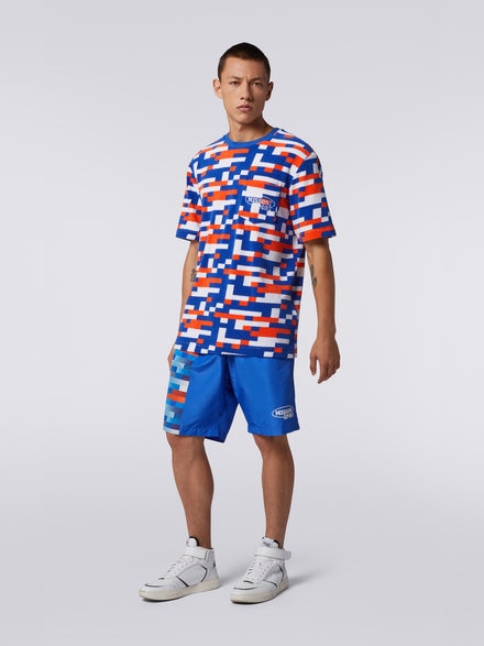 Swimming trunks with logo and insert in heritage colours, Blue - US23SP01BW00LUS729O