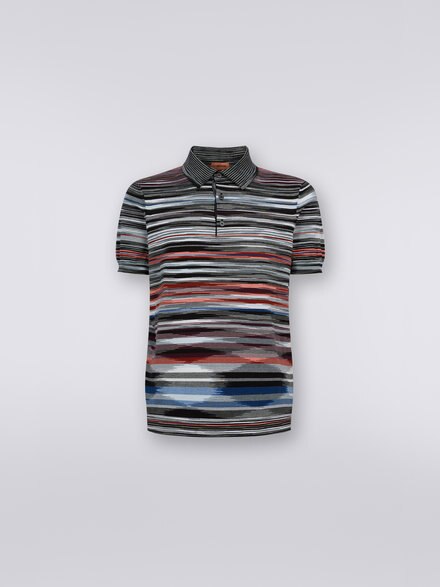Short-sleeved polo shirt in slub cotton, Multicoloured  - US23W201BK012QSM8YS