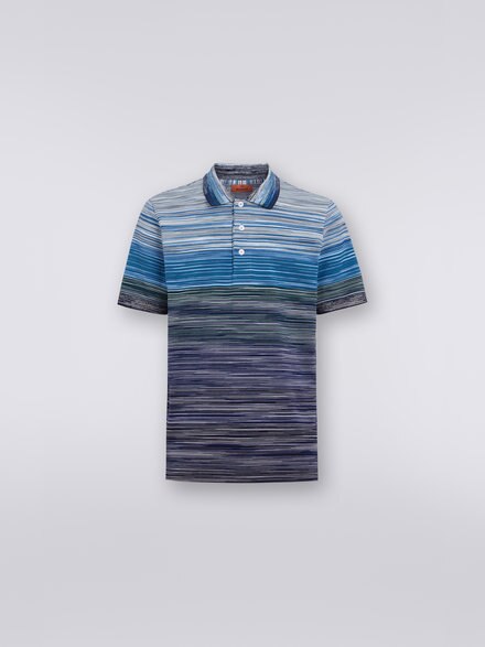 Kurzärmeliges Poloshirt aus Baumwollpiqué in Flammgarnoptik, Mehrfarbig  - US23W205BJ0014SM8YZ