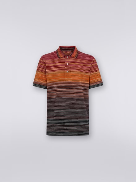 Kurzärmeliges Poloshirt aus Baumwollpiqué in Flammgarnoptik, Mehrfarbig  - US23W205BJ0014SM8Z1