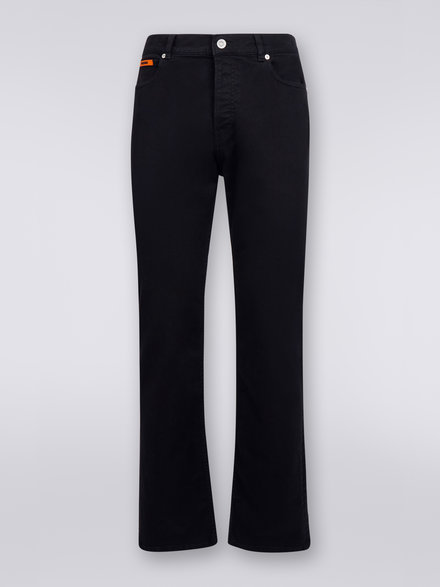 Denim five-pocket trousers with chevron inserts, Black    - US23WI0FBW00KW93911