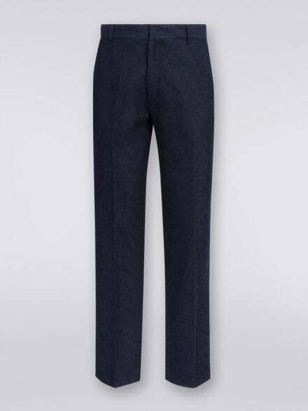 Pantaloni chino in cotone chevron, Blu Navy  - US23WI0OBT0066S72FF
