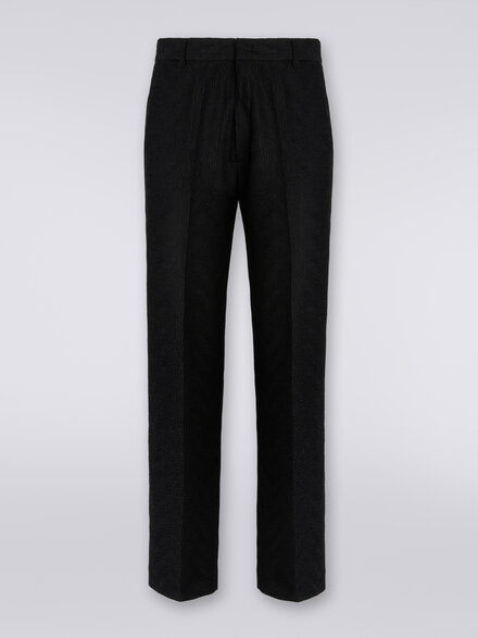 Cotton chevron chino trousers, White, Black & Beige - US23WI0OBT0066S91JA
