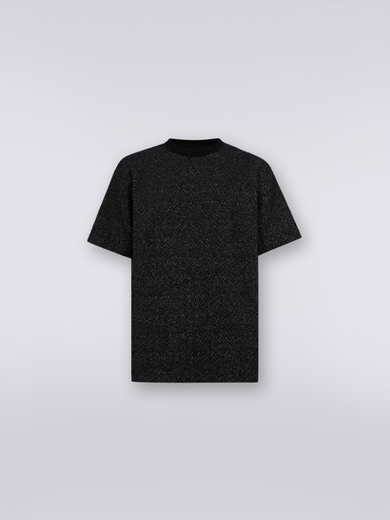 T-shirt fit over in misto lana zig zag con lurex, Nero    - US23WL04BT0062S91GK