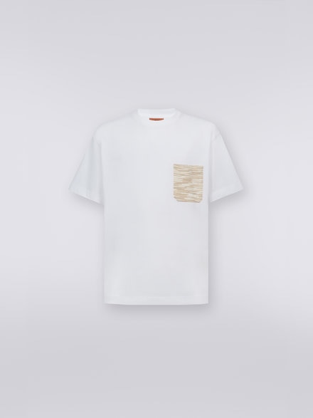 Cotton jersey T-shirt with slub pocket, Black & White - US23WL09BJ00GRS018Y