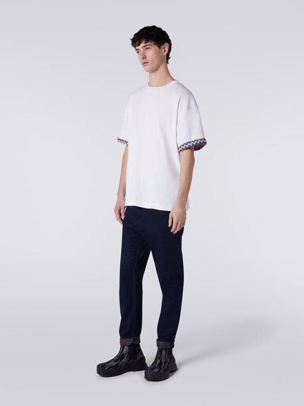 Camiseta en tejido jersey de algodón con puños con vuelta en zigzag, Multicolor  - US23WL0ABJ00GSS018Z