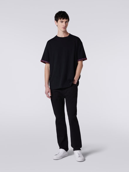 Camiseta en tejido jersey de algodón con puños con vuelta en zigzag, Multicolor  - US23WL0ABJ00GSS91GD