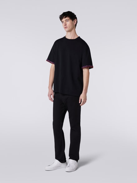 Camiseta en tejido jersey de algodón con puños con vuelta en zigzag, Multicolor  - US23WL0ABJ00GSS91GD