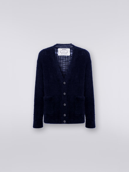 Wool blend English-ribbed cardigan, Multicoloured  - US23WM07BK026I94205