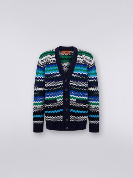Wool blend chevron cardigan, Multicoloured  - US23WM0ABK025PSM8YC
