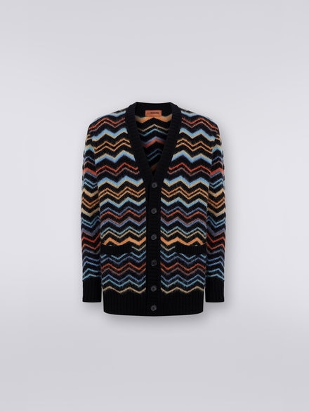 Wool blend chevron cardigan, Multicoloured  - US23WM0DBK026FSM8YG