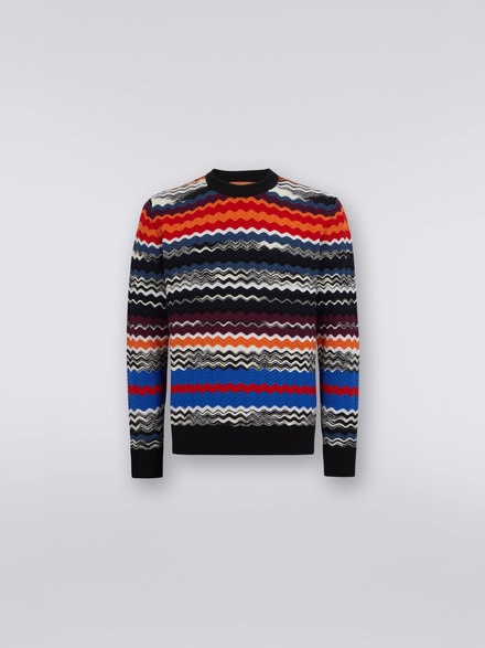 Wool blend crew-neck chevron pullover , Multicoloured  - US23WN05BK025PSM8YB