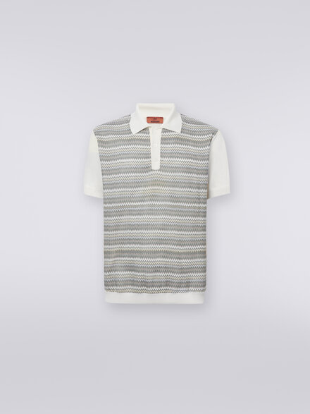 Kurzärmeliges Poloshirt mit Zickzackmuster und kontrastierenden Abschlüssen, Mehrfarbig  - US24S20EBK021XS612Q