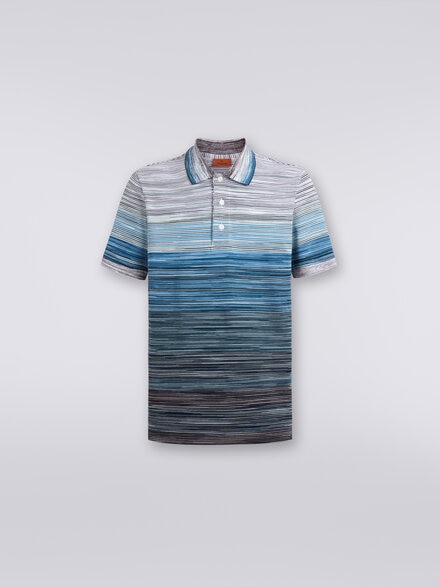 Short-sleeved polo shirt in slub cotton piqué, Multicoloured  - US24S20GBJ0014S72EQ