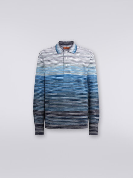 Long-sleeved polo shirt in slub cotton piqué, Multicoloured  - US24S20HBJ0014S72EQ