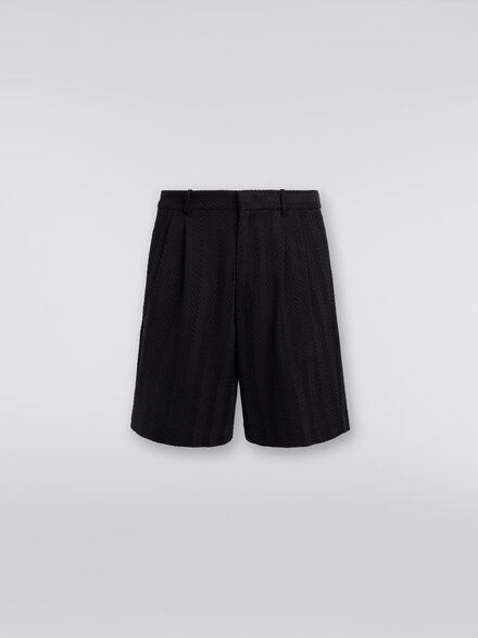 Shorts in zigzag viscose and cotton, Black    - US24SI0ABR00JC93911