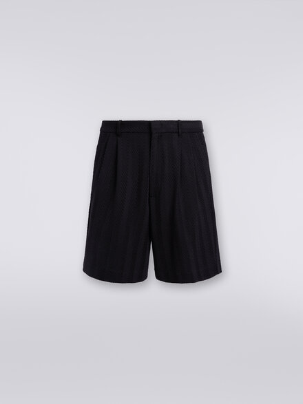 Shorts in cotone e viscosa zig zag, Nero    - US24SI0ABR00JC93911