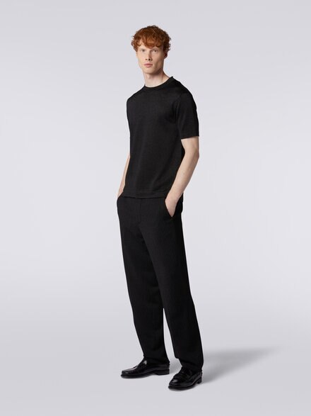 Chinos in viscose with lurex, Black    - US24SI0XBR00TKS91IC