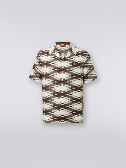 Short-sleeved printed silk bowling shirt, Green - US24SJ09BW00PWS612E