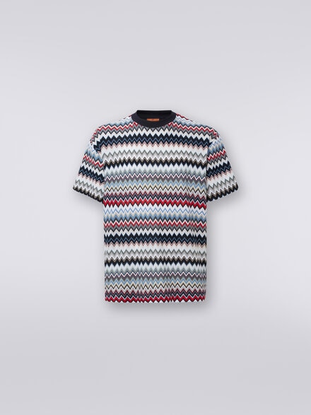 Crew-neck T-shirt in zigzag cotton, Multicoloured  - US24SL05BR00TJSM96L
