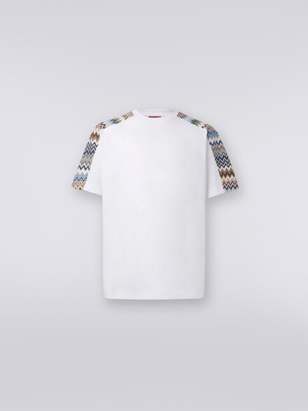 T-shirt in cotton with zigzag inserts, Multicoloured  - US24SL08BJ00IKS01AY