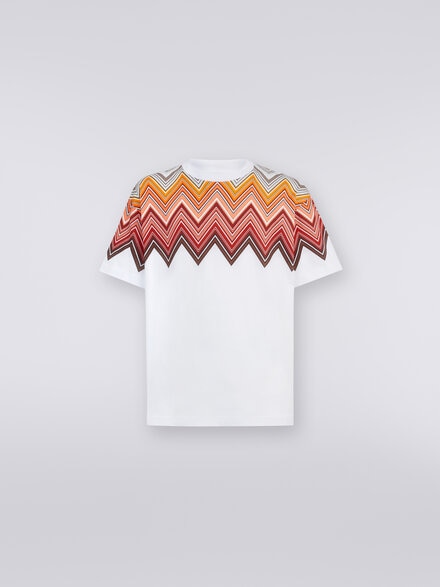 T-shirt oversize in cotone con stampa macro zig zag, Multicolore  - US24SL0BBJ00JDS01B4