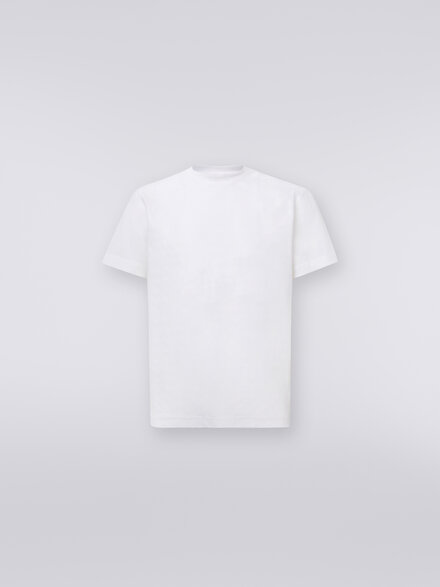 Kurzärmeliges Baumwoll-T-Shirt mit Zickzackmuster, Weiß  - US24SL0CBJ00B4S01BI