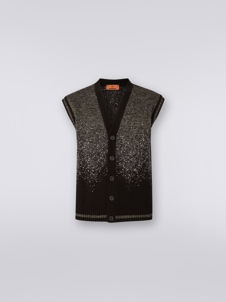 Gilet in misto cotone dégradé con lurex e paillettes, Nero    - US24SN06BK034MS91J5