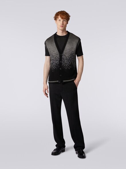 Gilet in misto cotone d&eacute;grad&eacute; con lurex e paillettes, Nero    - US24SN06BK034MS91J5