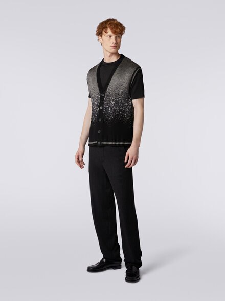 Gilet in d&eacute;grad&eacute; cotton blend with lurex and sequins, Black    - US24SN06BK034MS91J5