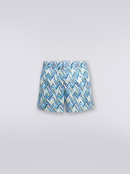 Swimming trunks with brushstroke effect zigzag print, Multicoloured  - US24SP00BW00S1SM994