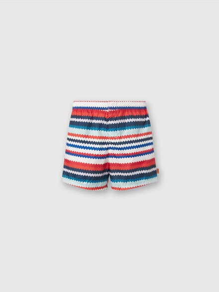 Swimming trunks in small zigzag print nylon, Multicoloured  - US24SP00BW00SFSM98Q