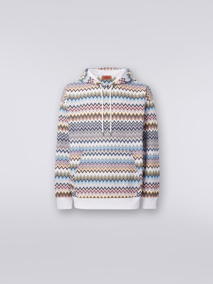 Hooded sweatshirt in zigzag cotton, Multicoloured  - US24SW03BJ00ILS01AY