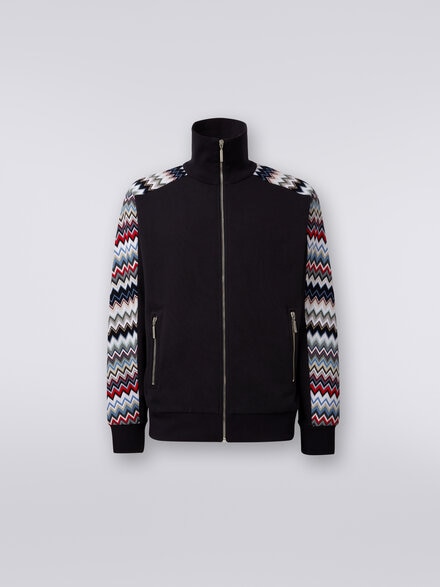 Sweatshirt in cotton with zip and zigzag inserts, Multicoloured  - US24SW07BJ00ILS72DU