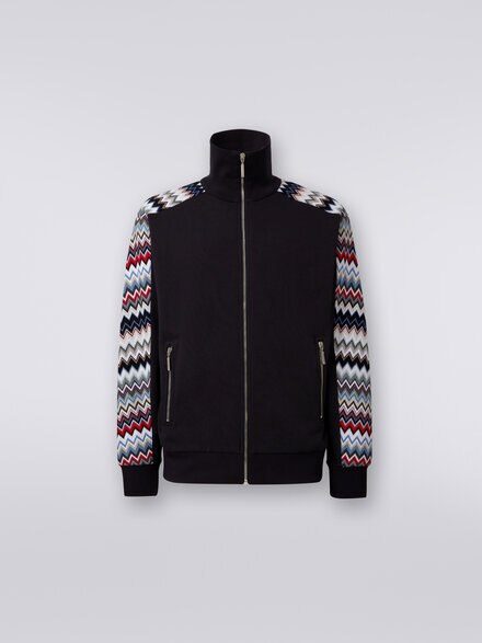 Sweat en coton avec fermeture à glissière et empiècements à zig zag, Multicolore  - US24SW07BJ00ILS72DU