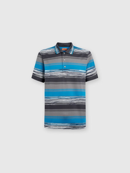 Cotton jersey polo shirt with gradient stripes, Blue - US24W20BBJ00KXS72G6