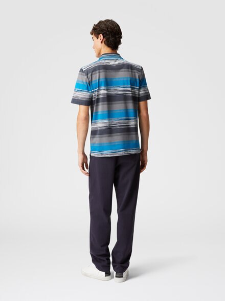 Cotton jersey polo shirt with gradient stripes, Blue - US24W20BBJ00KXS72G6