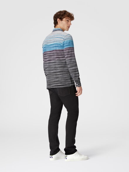 Polo de manga larga en piqué de algodón flameado, Multicolor  - US24W20DBJ0014SM9DD