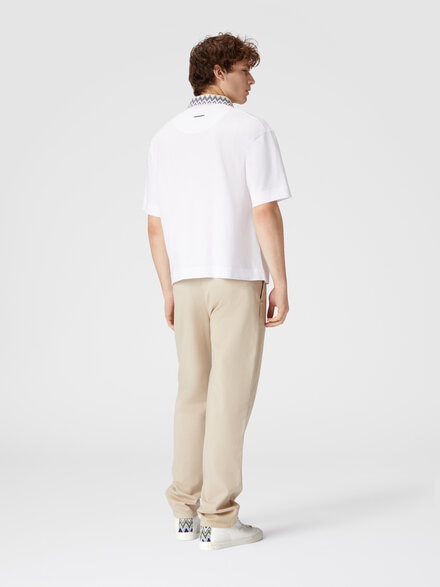 Cotton jersey polo shirt with chevron knit inserts, Multicoloured  - US24W20FBJ00KRS01CZ