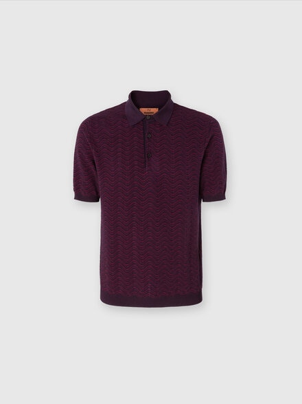 Polo de lana virgen y viscosa con motivo de ondas, Rojo  - US24W20LBK035LS415Q