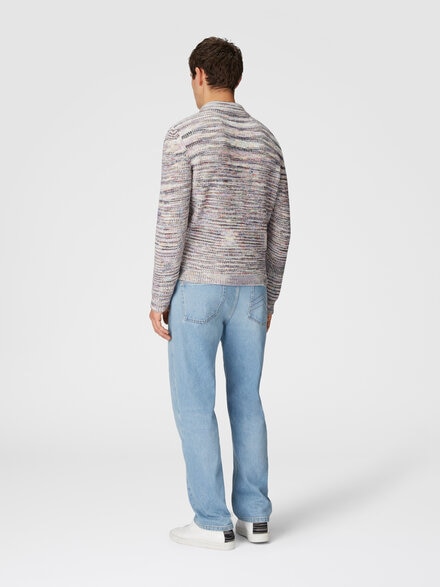 Lang&auml;rmeliges Poloshirt aus Kaschmir und Wolle mit Slub-Motiv, Mehrfarbig  - US24W20OBK01A6SM9ON