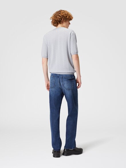 Five denim pockets with Venezia knit insert, Blue - US24WI0DBW00TQS72H2