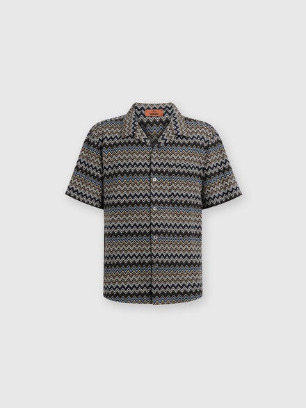 Bowling-cut shirt in zig zag cotton, Multicoloured  - US24WJ03BR00XES91K2