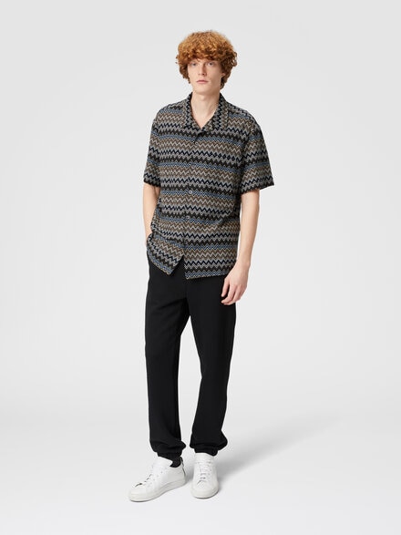 Bowling-cut shirt in zig zag cotton, Multicoloured  - US24WJ03BR00XES91K2