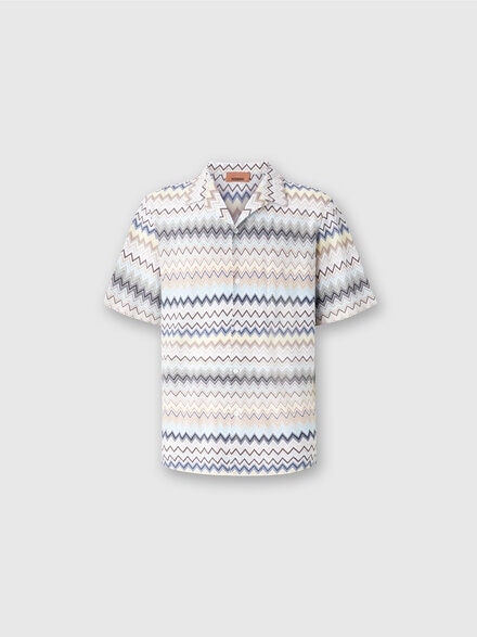Bowling-cut shirt in zig zag cotton, Multicoloured  - US24WJ03BR00XESM9ER