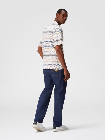 Bowling-cut shirt in zig zag cotton, Multicoloured  - US24WJ03BR00XESM9ER