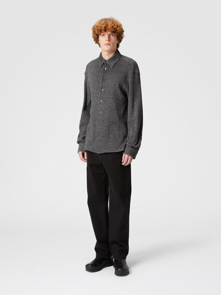 Cotton and viscose zig zag lamé shirt, Black & Multicoloured  - US24WJ09BR00YJS91K3