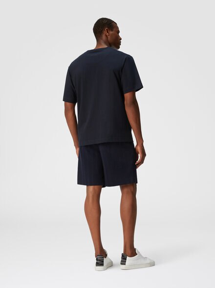 Cotton jersey T-shirt with zigzag insert, Blue - US24WL01BJ00KMS72GW