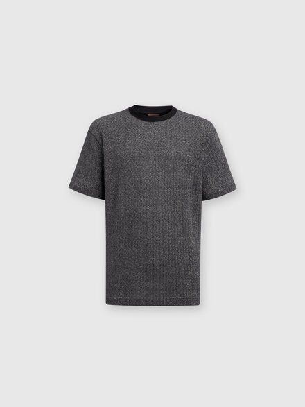 Lamé zig zag cotton and viscose T-shirt, Black & Multicoloured  - US24WL02BR00YJS91K3