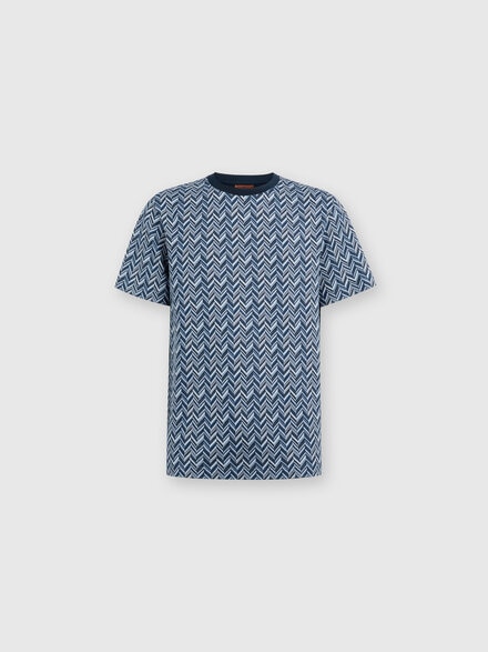 Zig zag jacquard cotton jersey T-shirt, Blue - US24WL08BJ00KWS72G4